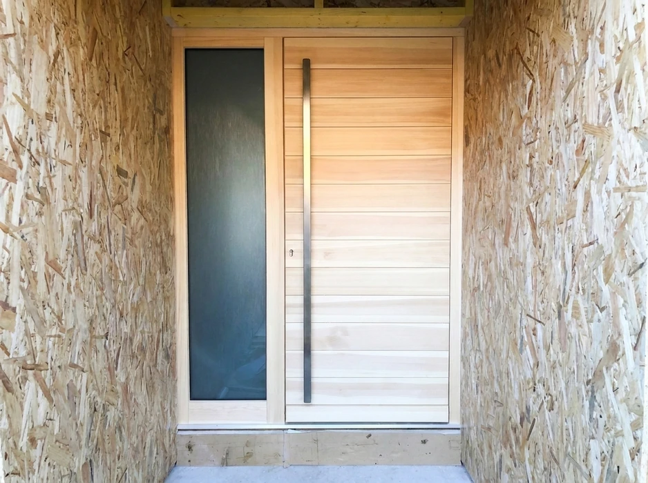 Entrée de bâtiment en cours de construction